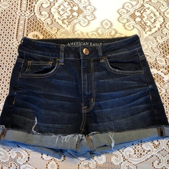 American Eagle Hi-Rise Shortie Shorts - size 8 - Picture 1 of 7